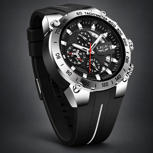 LIGE Aureon Black & Silver on charcoal grey background