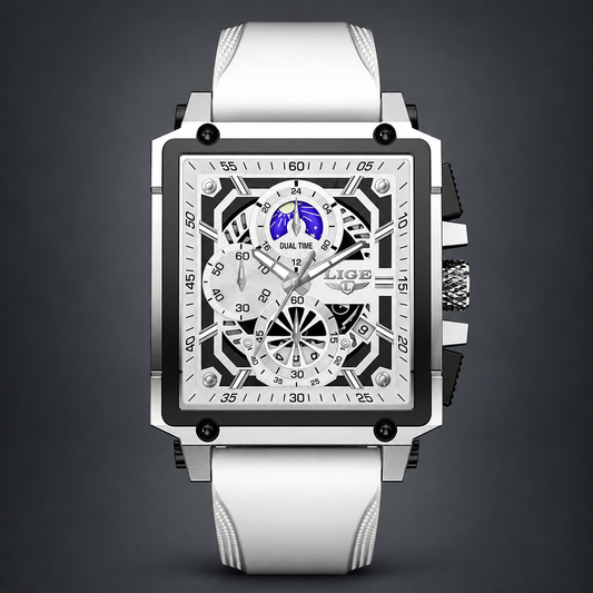LIGE Orvian Watch - White on charcoal grey background